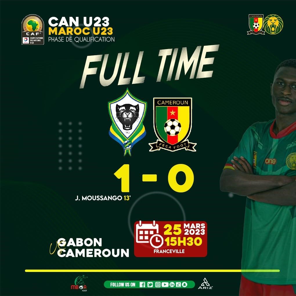 Éliminatoires Can U23 Maroc : le Cameroun perd le match aller contre le Gabon.